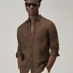 100% Pure Brown Linen Shirt