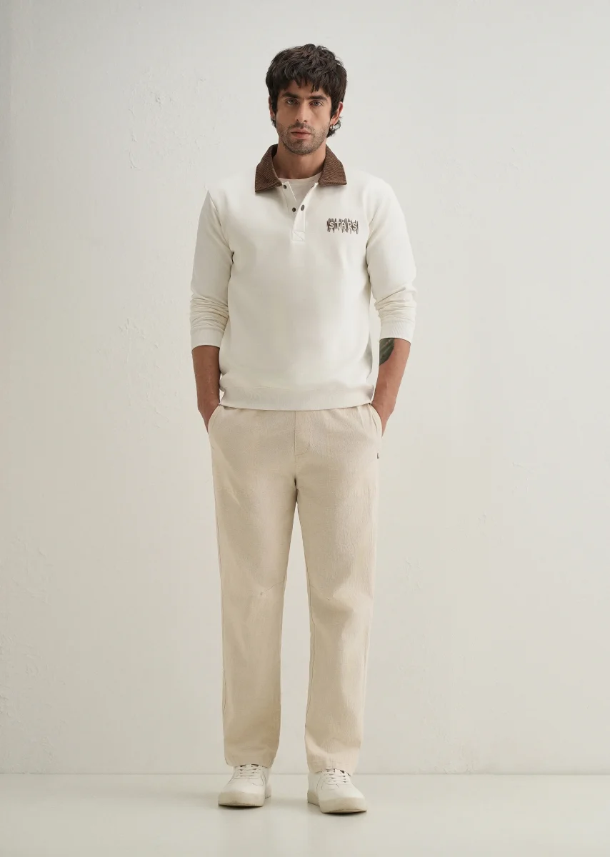 Beige Drawstring Cotton Linen Pant - Image 7