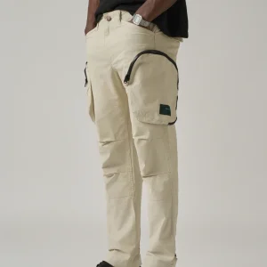 Beige Zipper Cargo Pant