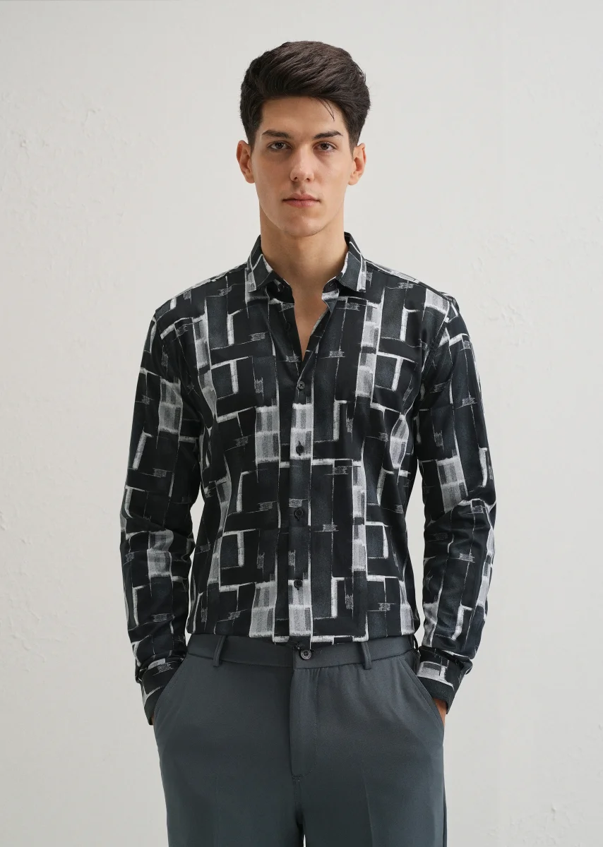 Black Abstractox Printed shirt