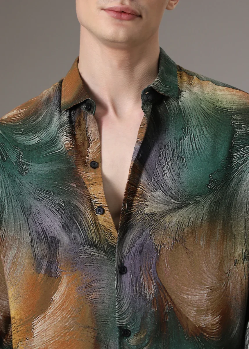 Brush Teal Feather Shirt - Image 3