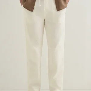 Cream Drawstring Cotton Linen Pant