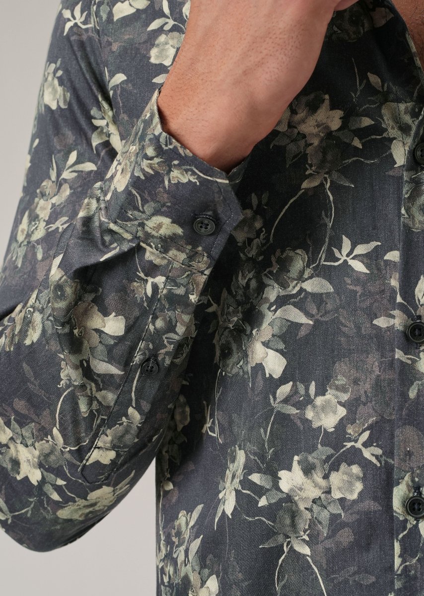 Grey Floral Print Shirt - Image 6