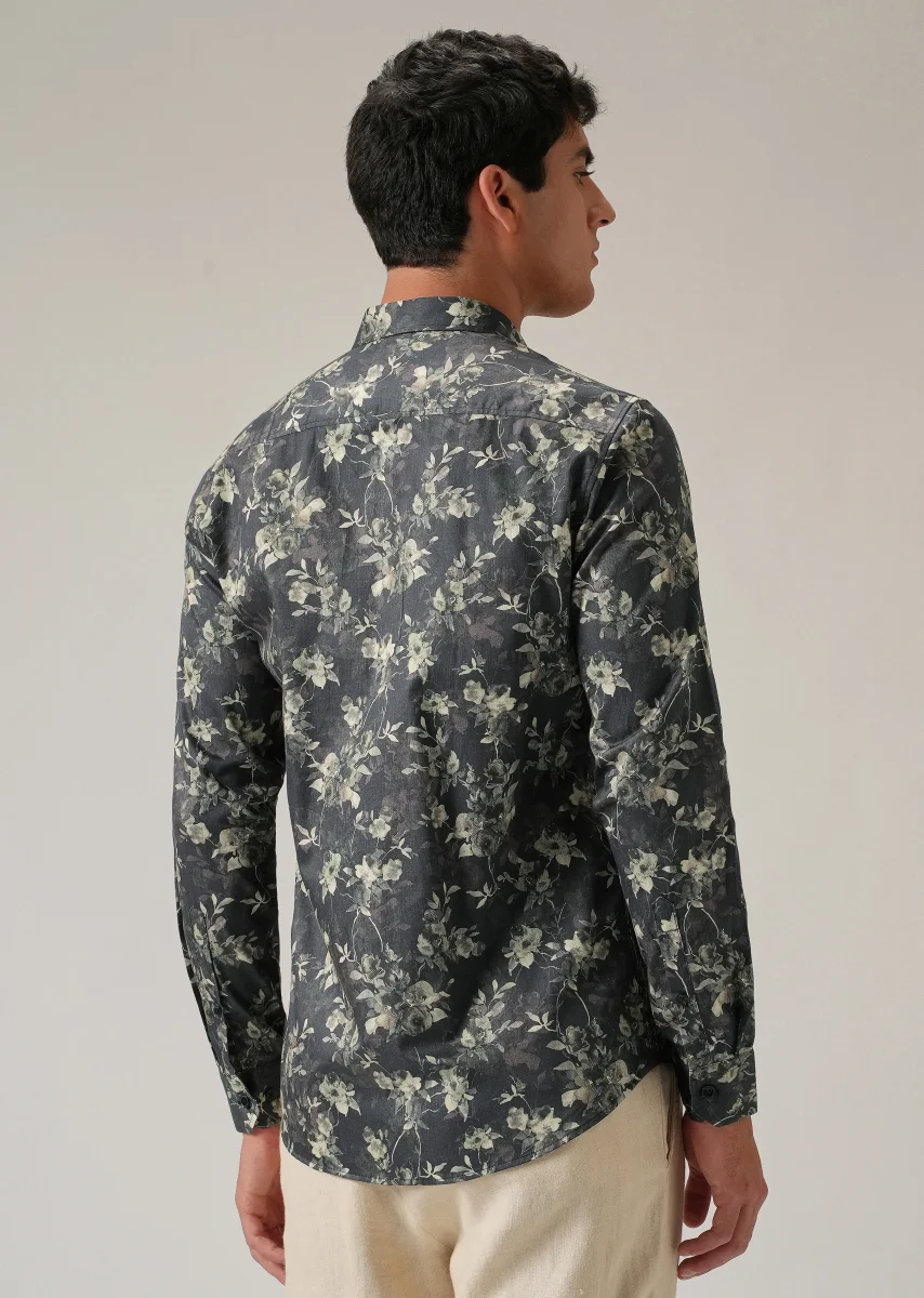 Grey Floral Print Shirt - Image 3