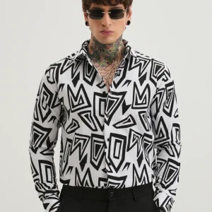 Maze Line Waffle Dobby White Shirt