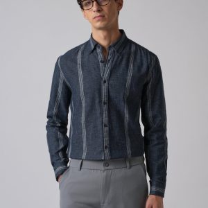 Melange Stick Blue Stripe Shirt