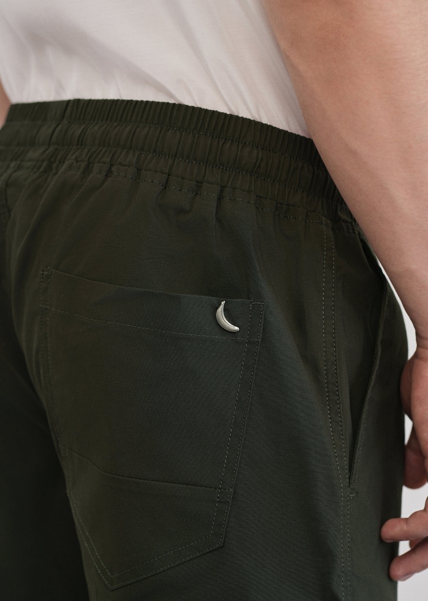 Olive Green Drawstring Cotton Shorts - Image 7