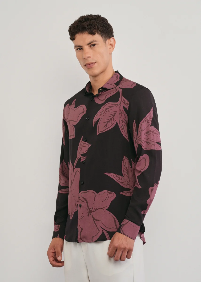 Rose Red Bold Floral Print Shirt - Image 5