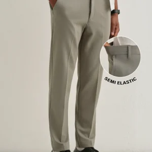 Sage Green Semi Elasticated Slim Fit Trouser