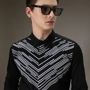 Strike Needle Work Black Designer Shirt