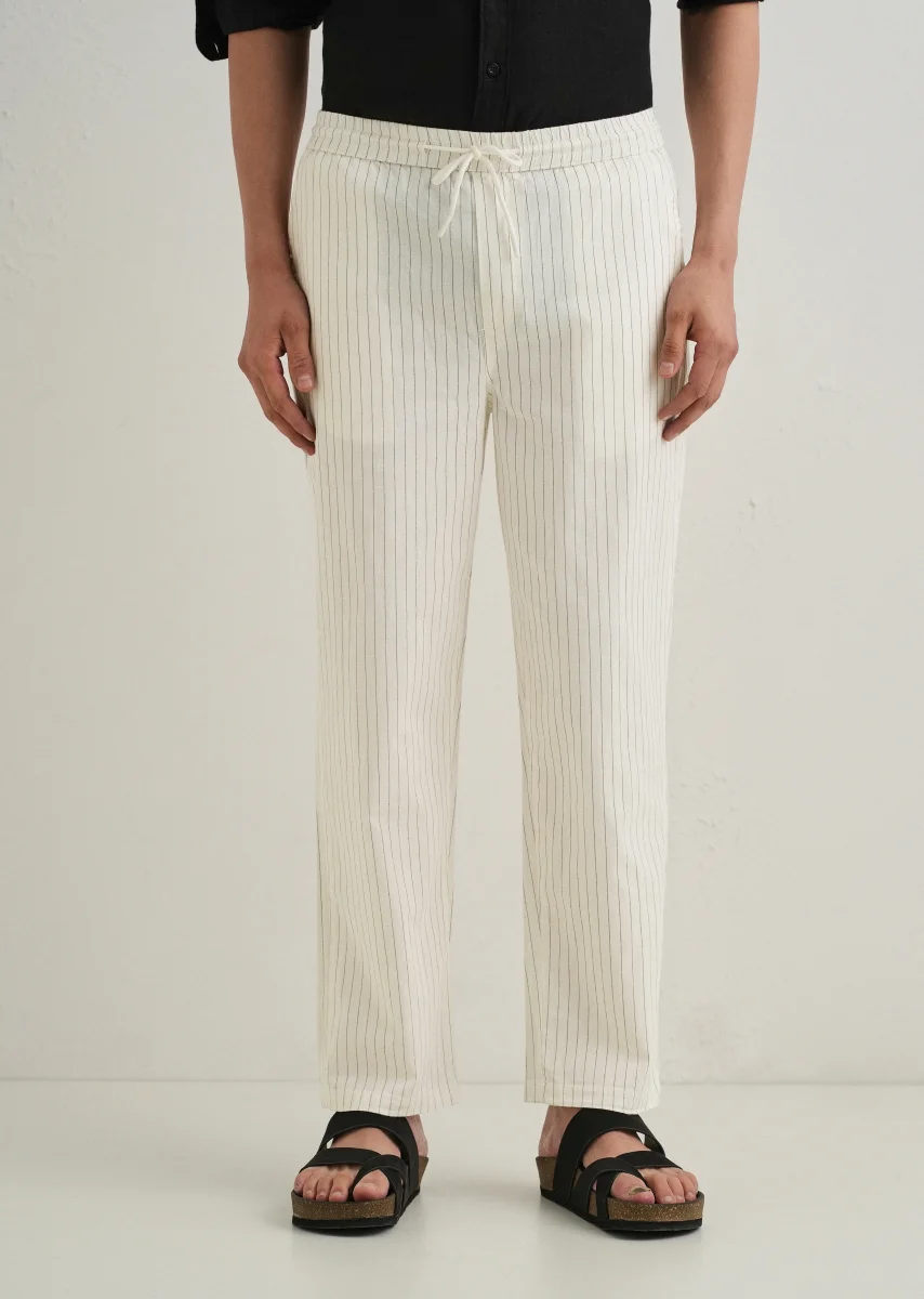 White Pin Cotton Linen Pant - Image 4